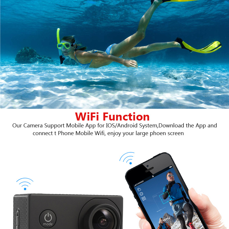 Camera chuyển động 4K WiFi Full HD 1080p Trò chơi ghi hình dưới nước Máy ảnh chuyển động Máy ảnh chuyển động 2.0 inch Camera ngoài trời