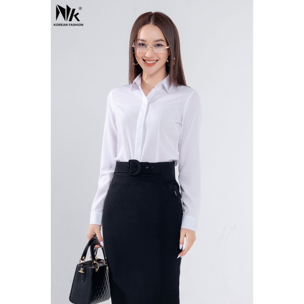 Áo Sơ Mi Nữ Dài Tay Công Sở NK Fashion Thiết Kế Cổ Đức Thanh Lịch, Chất Vải Mềm Mịn Thấm Hút Tốt NKSM2201006
