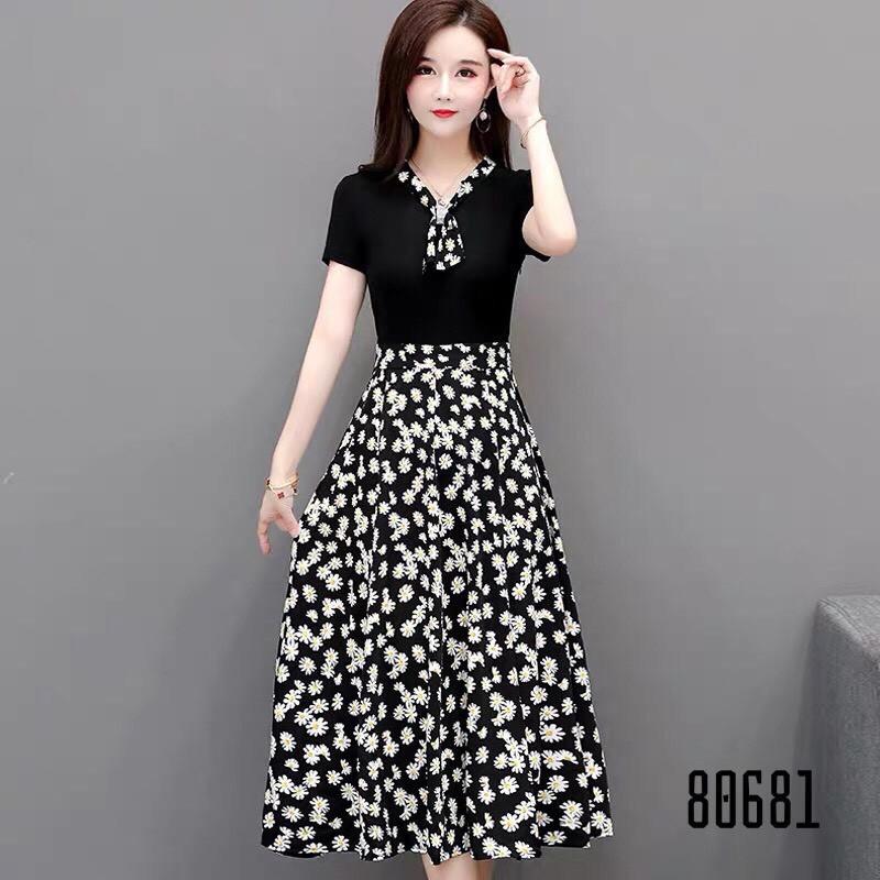 VÁY DỰ TIỆC DÁNG XÒE PHỐI HOA THANH LỊCH