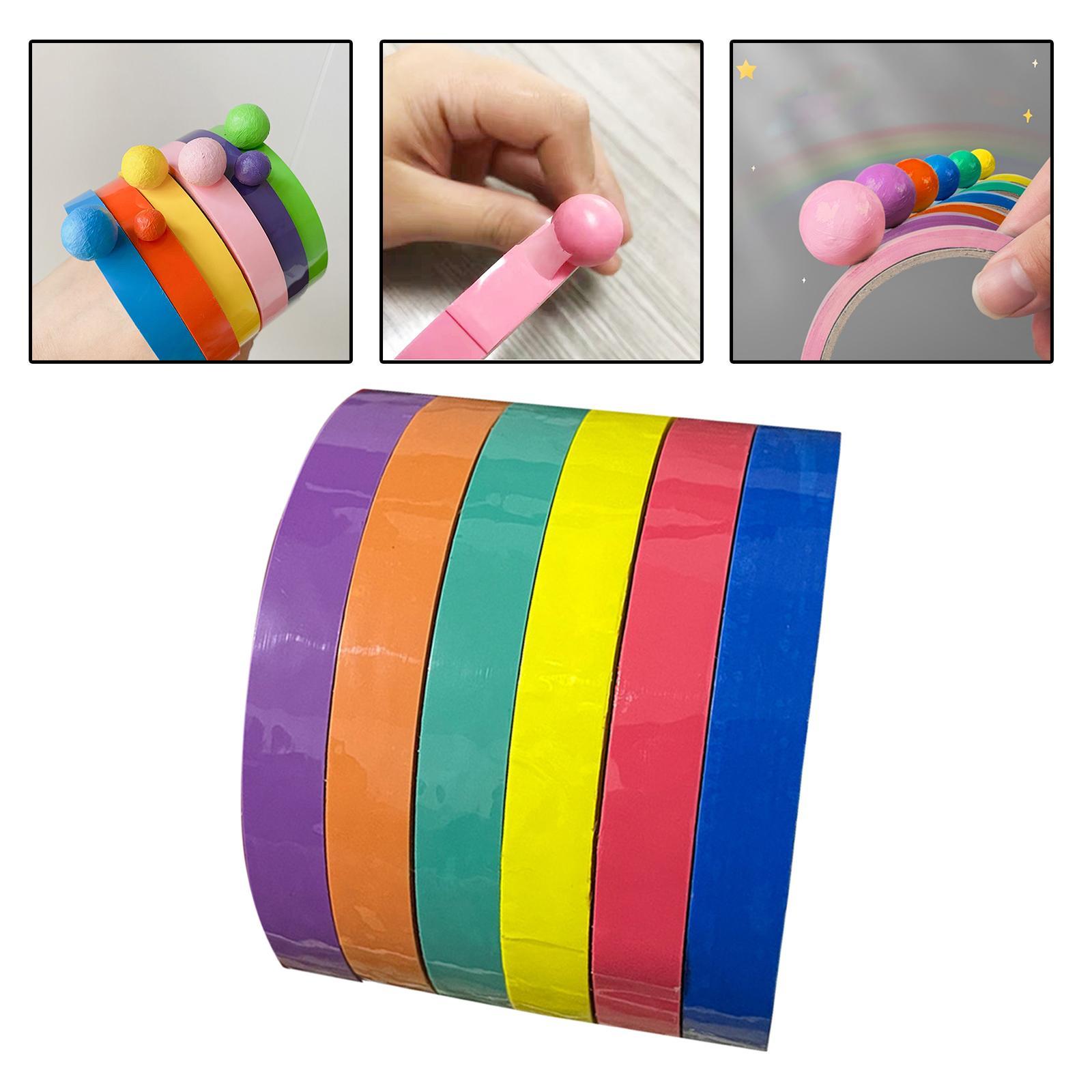 6Pcs 6 Rolls of Sticky Ball Tape Decompression Toys Colorful Anti Stress Funny Crafts DIY Educational Toy for Adults Kids Children Home