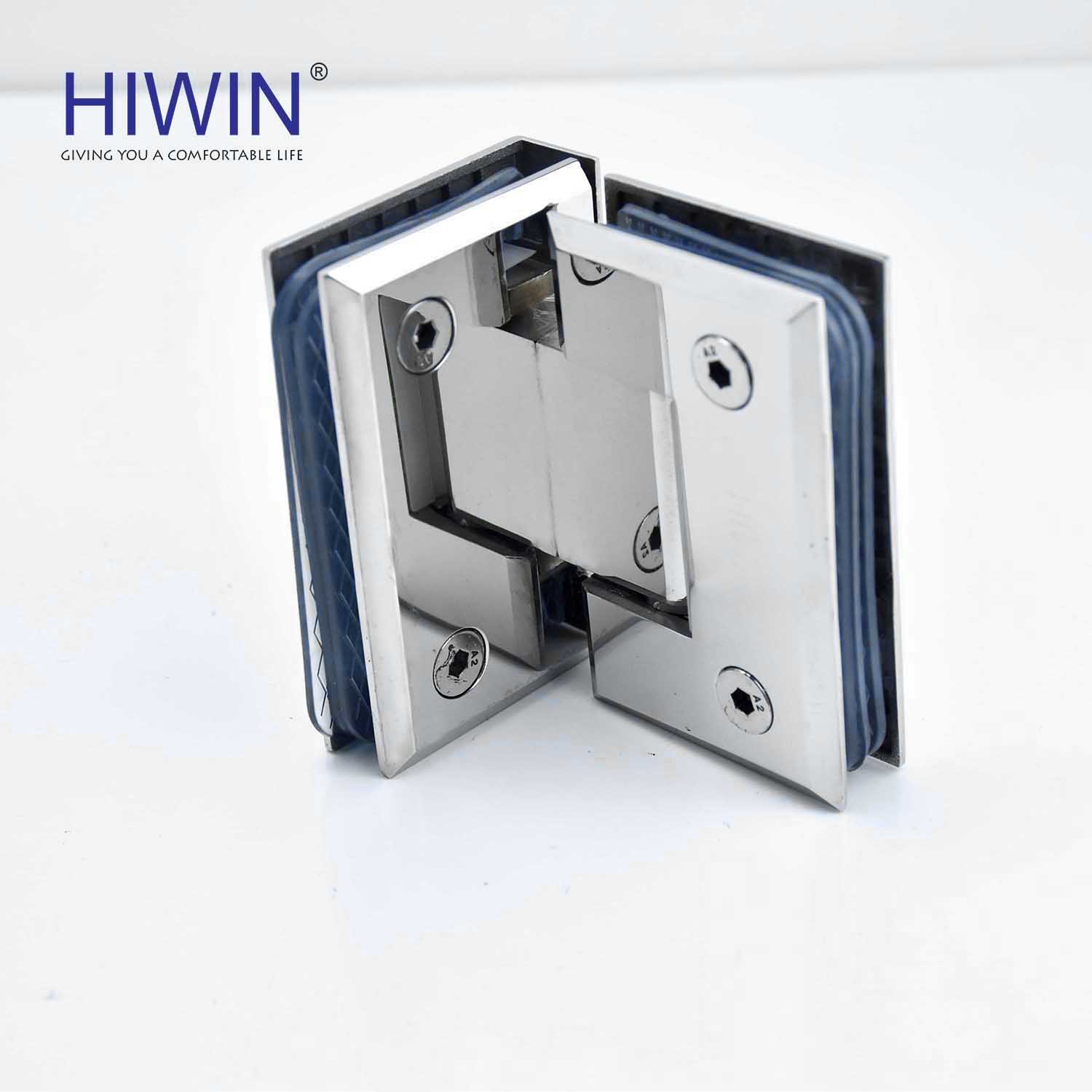 Tên gọi: Bản lề phòng tắm kính 90 độ cạnh vát mặt gương inox 304 Hiwin HG-011