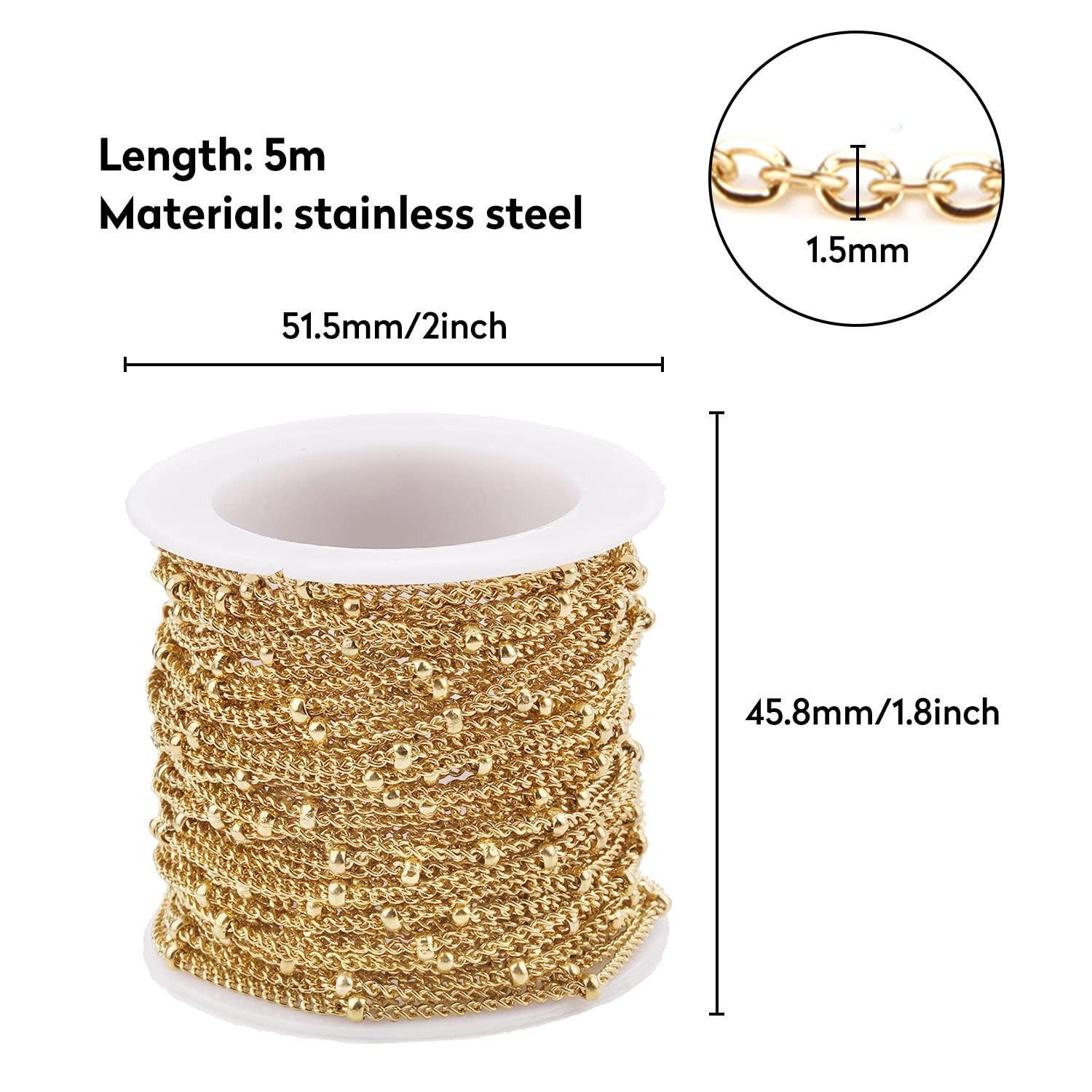 Chuỗi trang sức 5 mét bằng thép không gỉ Golden Gold DIY Sản xuất Lớp Vòng đeo tay Pearl Vòng đeo tay dây chuyền Chuỗi trang trí Chuỗi trang trí