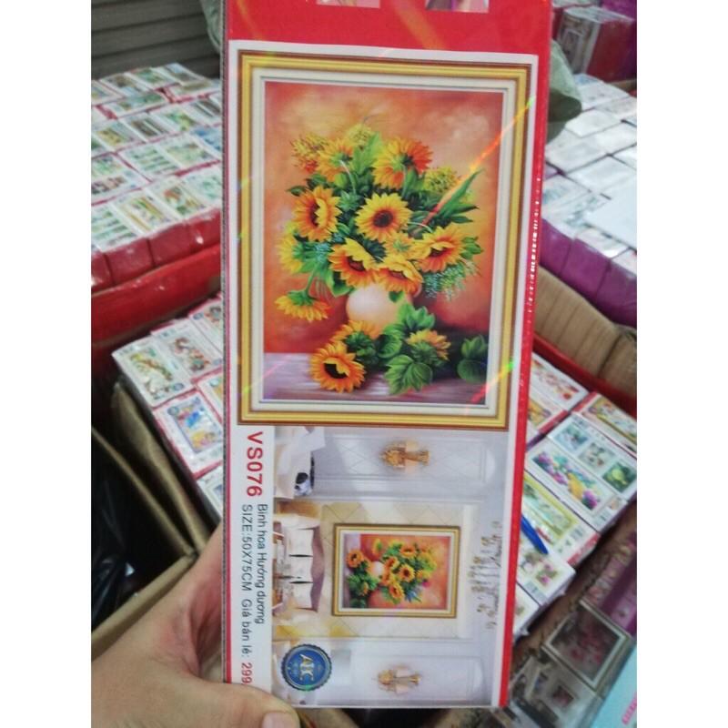Tranh đính đá Bình Hoa Hướng Dương Vs076  chưa đính