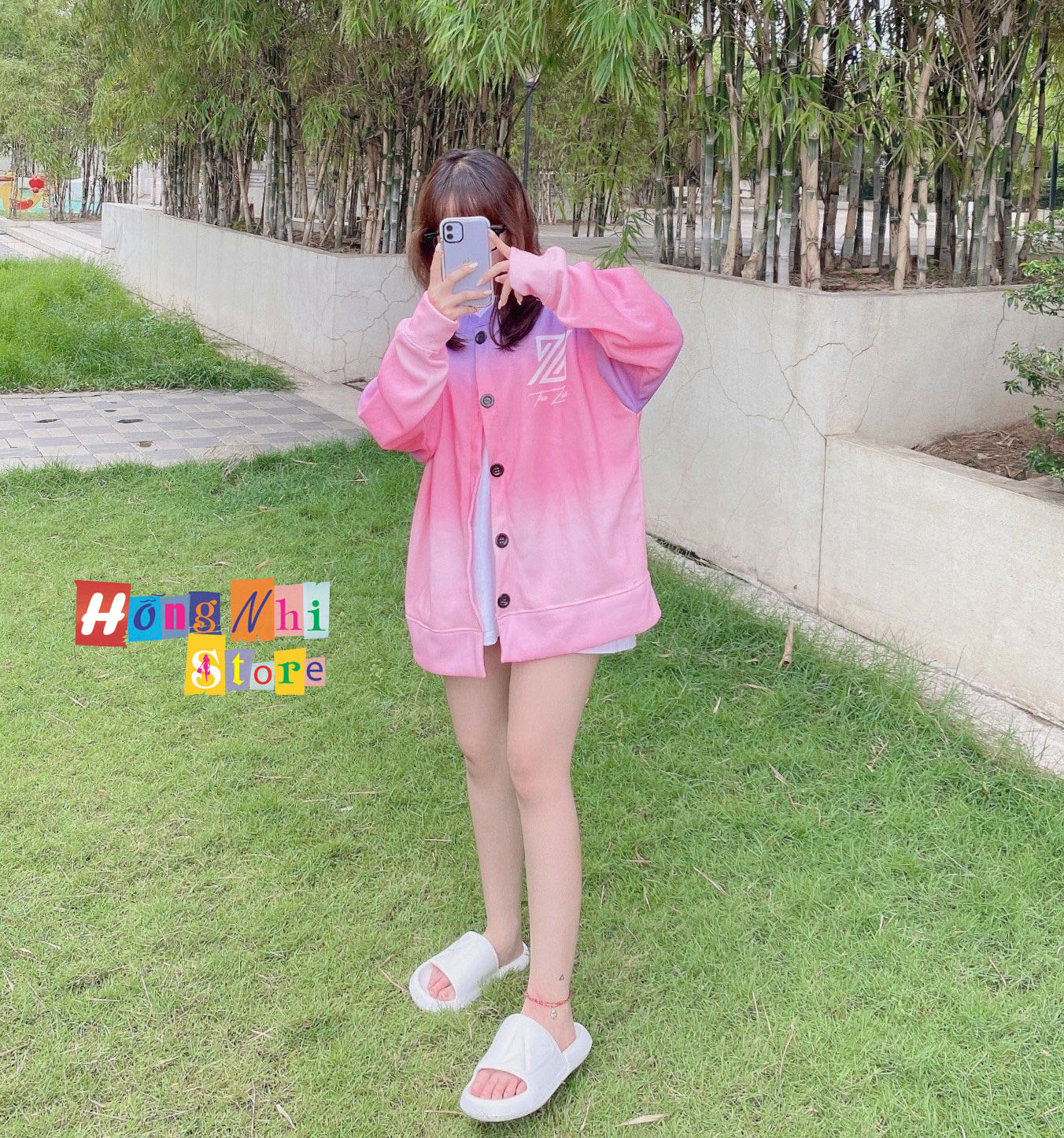 Áo Khoác Cardigan 3D Loang Màu Chữ Z Hồng Tie Dye Oversize Ulzzang Unisex Dáng Rộng Nam Nữ - MM