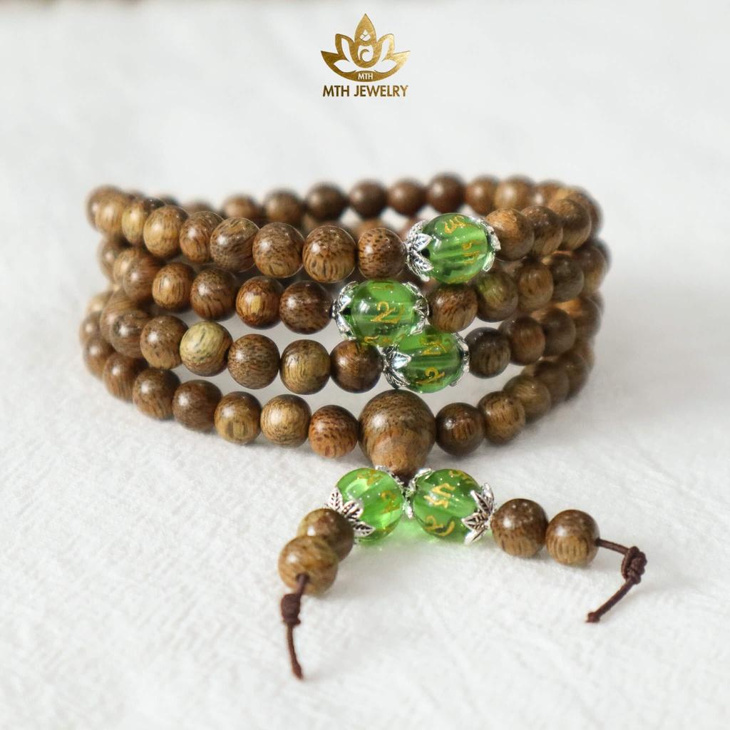 Vòng Tay Trầm Đính Đá Ngũ Sắc Trợ Mệnh Omani - Đá Mã Não - Phong Thủy Theo Mệnh - Trầm Tốc Tự Nhiên 100%