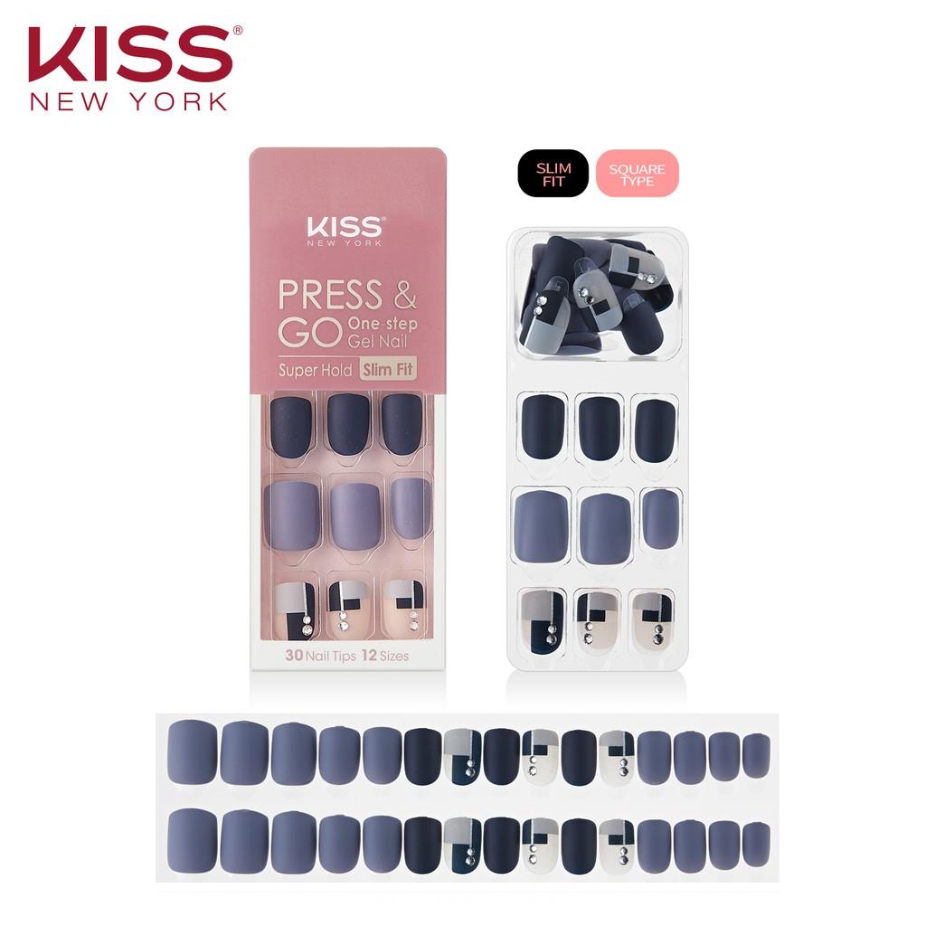 Bộ 30 Móng Tay Gel Tự Dán Press &amp; Go Kiss New York Nail Box - Deep Green Marble (KPNS18K)