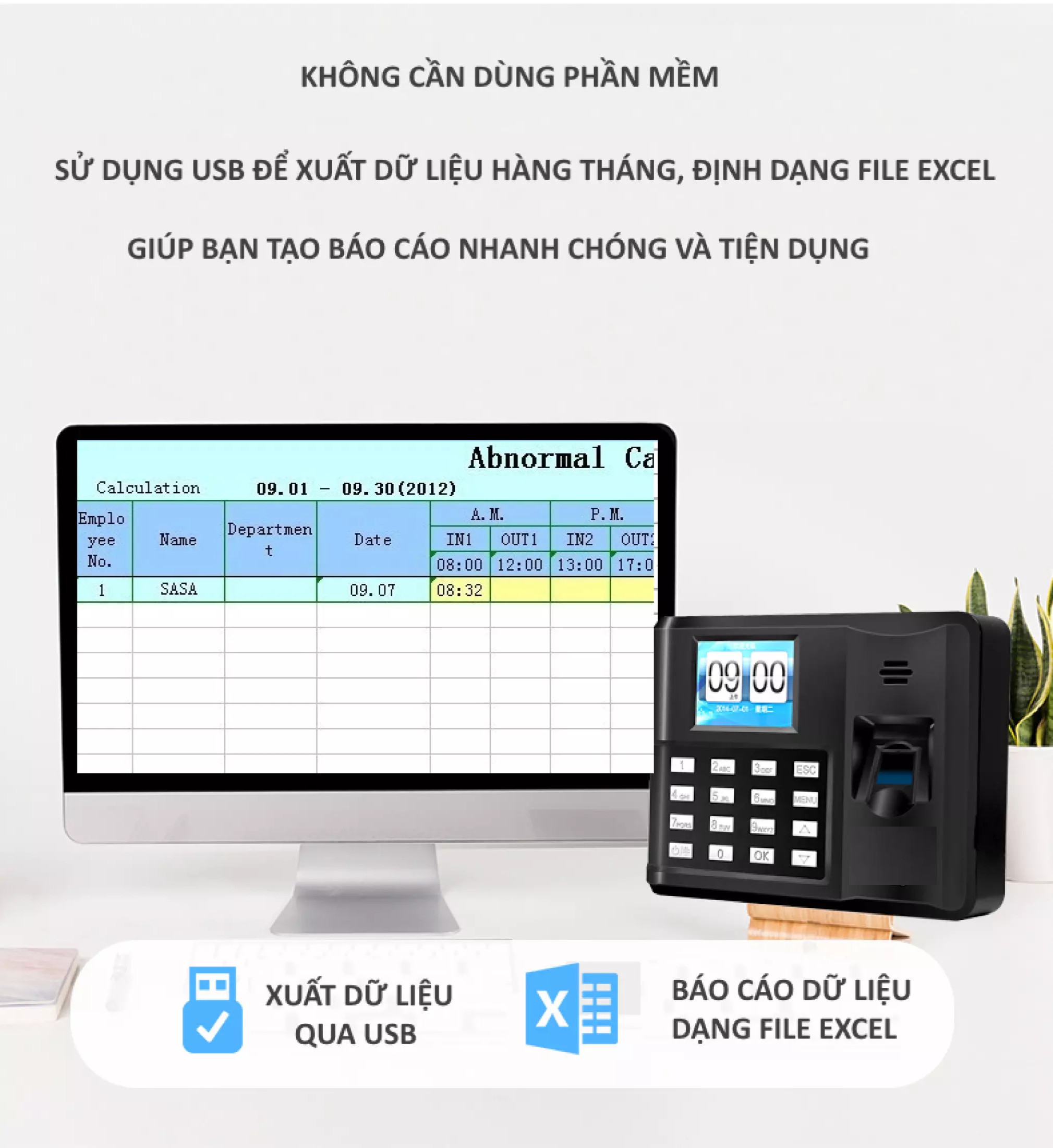 Máy Chấm Công Quét Vân Tay Mini  6699