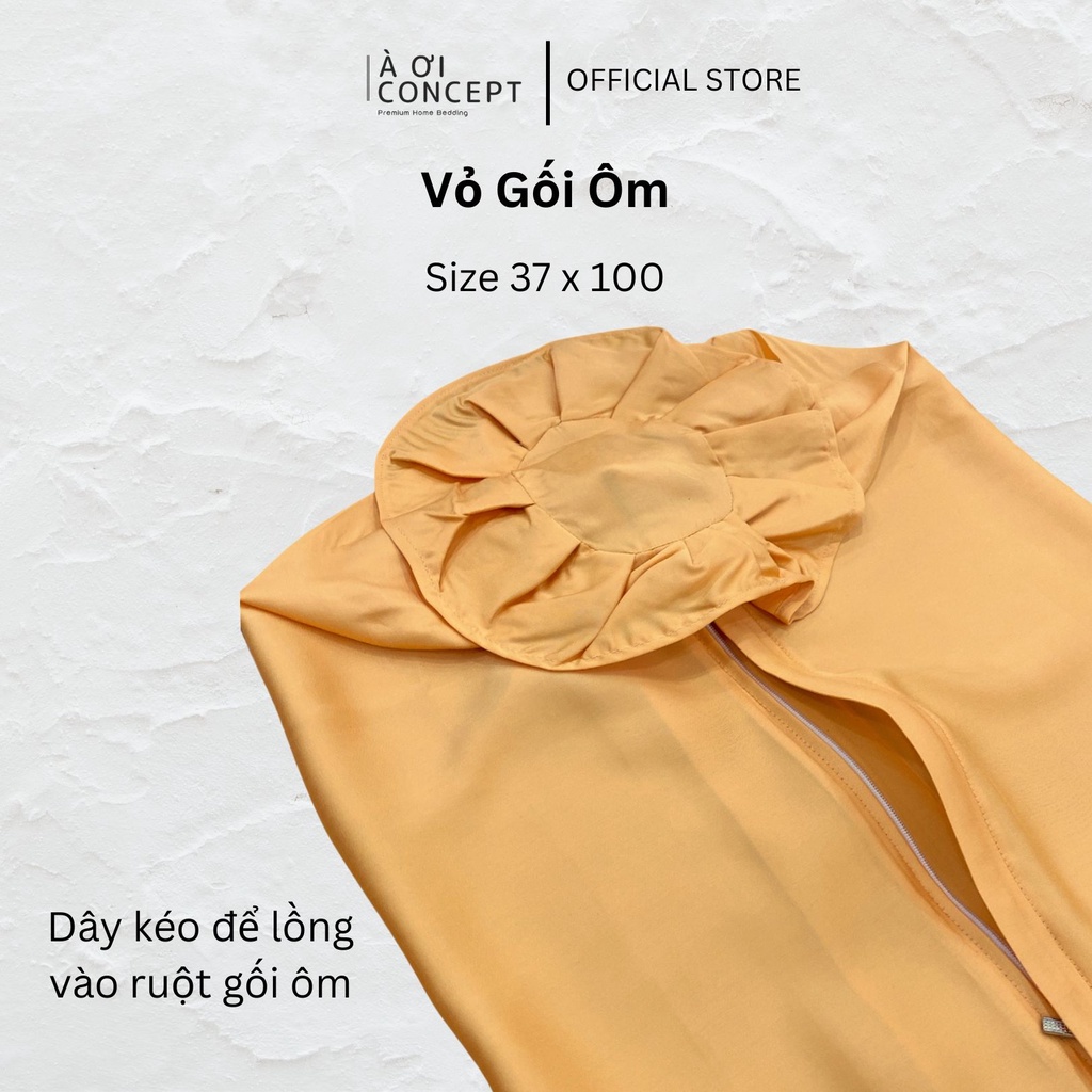 Vỏ Gối Ôm Lụa Tencel Hàn Quốc Cao Cấp À Ơi Concept Họa Tiết Nhiều màu Dây kéo khoá Size 37x100 cm