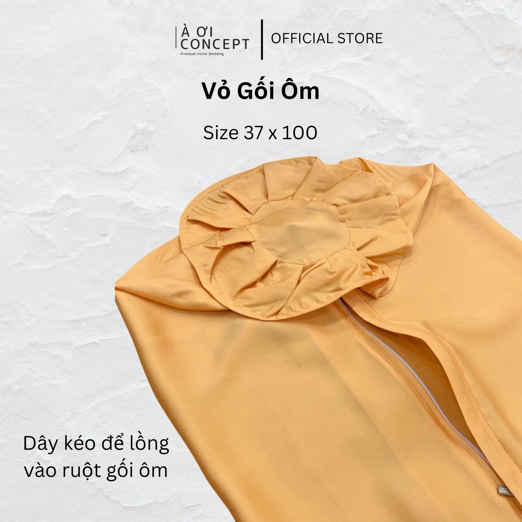 Vỏ Gối Ôm Lụa Tencel Hàn Quốc Cao Cấp À Ơi Concept Màu Trơn Nhiều màu Dây kéo khoá Size 37x100 cm