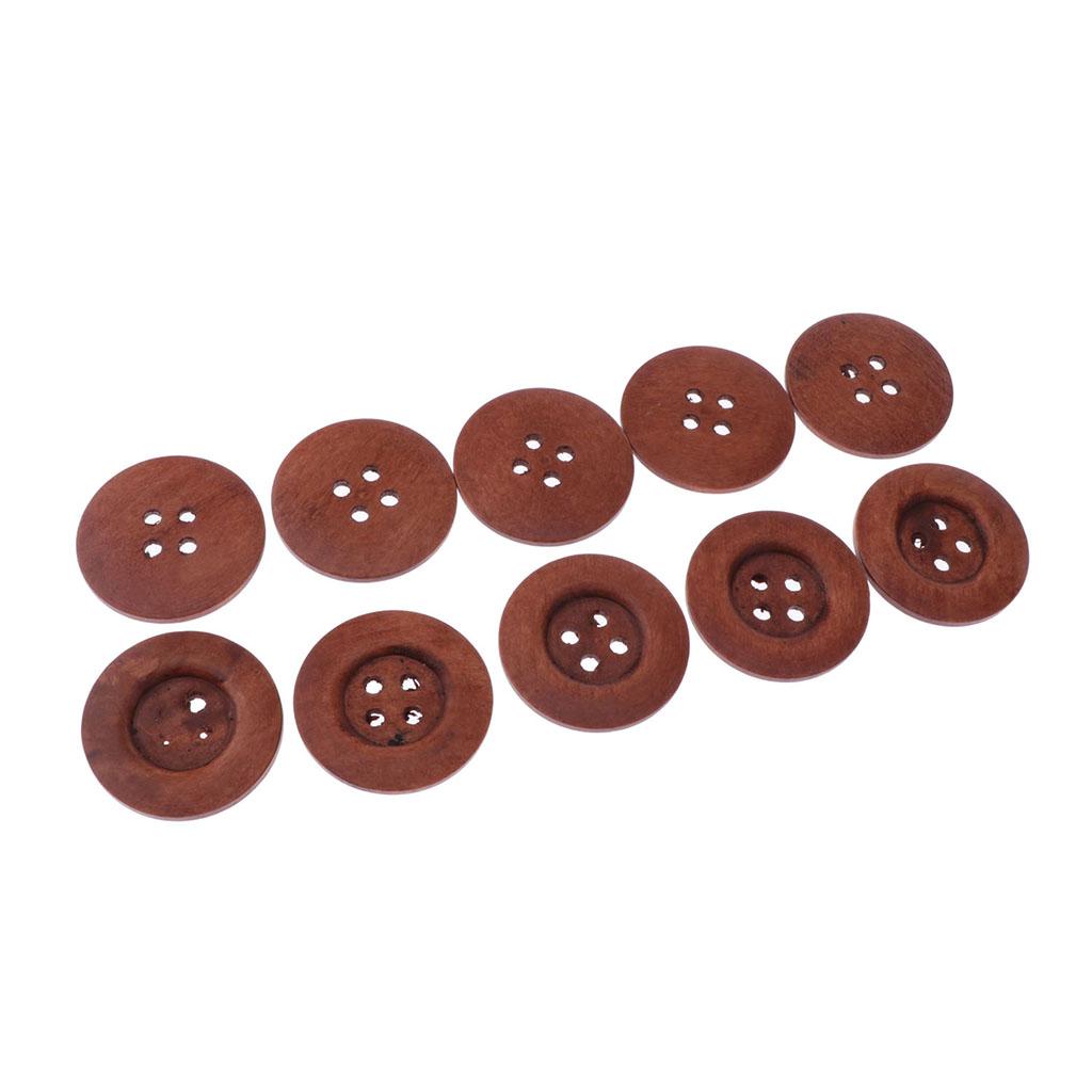 Chiwanji 20 Chiếc Phẳng Nút Gỗ 4 Lỗ May Quần Áo Phụ Kiện 50 Mm 2 Màu