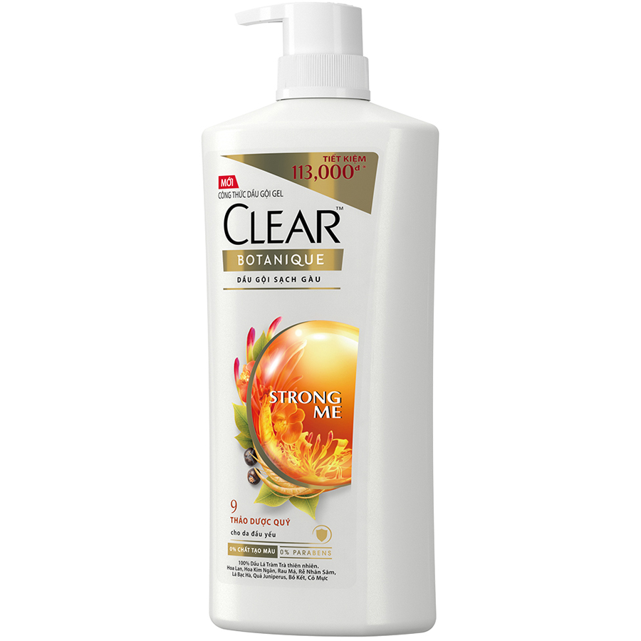 Dầu Gội Clear Botanique 9 Thảo Dược Cho Da Đầu Yếu 900g