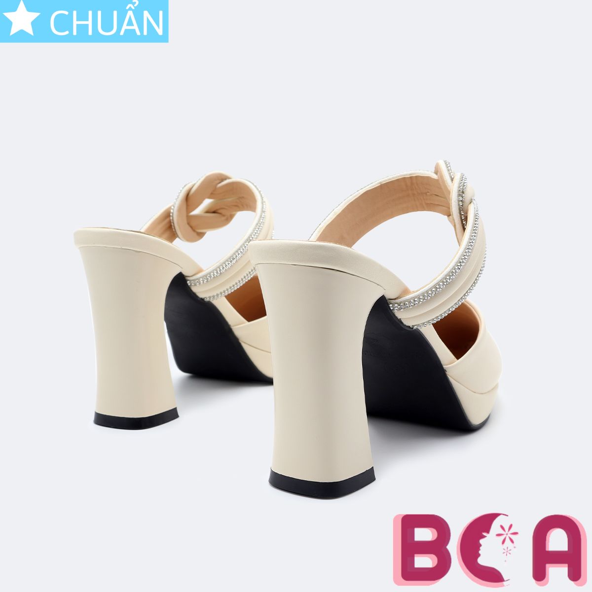 Sục nữ bít mũi cao gót 8 phân RO562 ROSATA tại BCASHOP cách điệu độc đáo với phần quai có nút thắt có viền đá lấp lánh