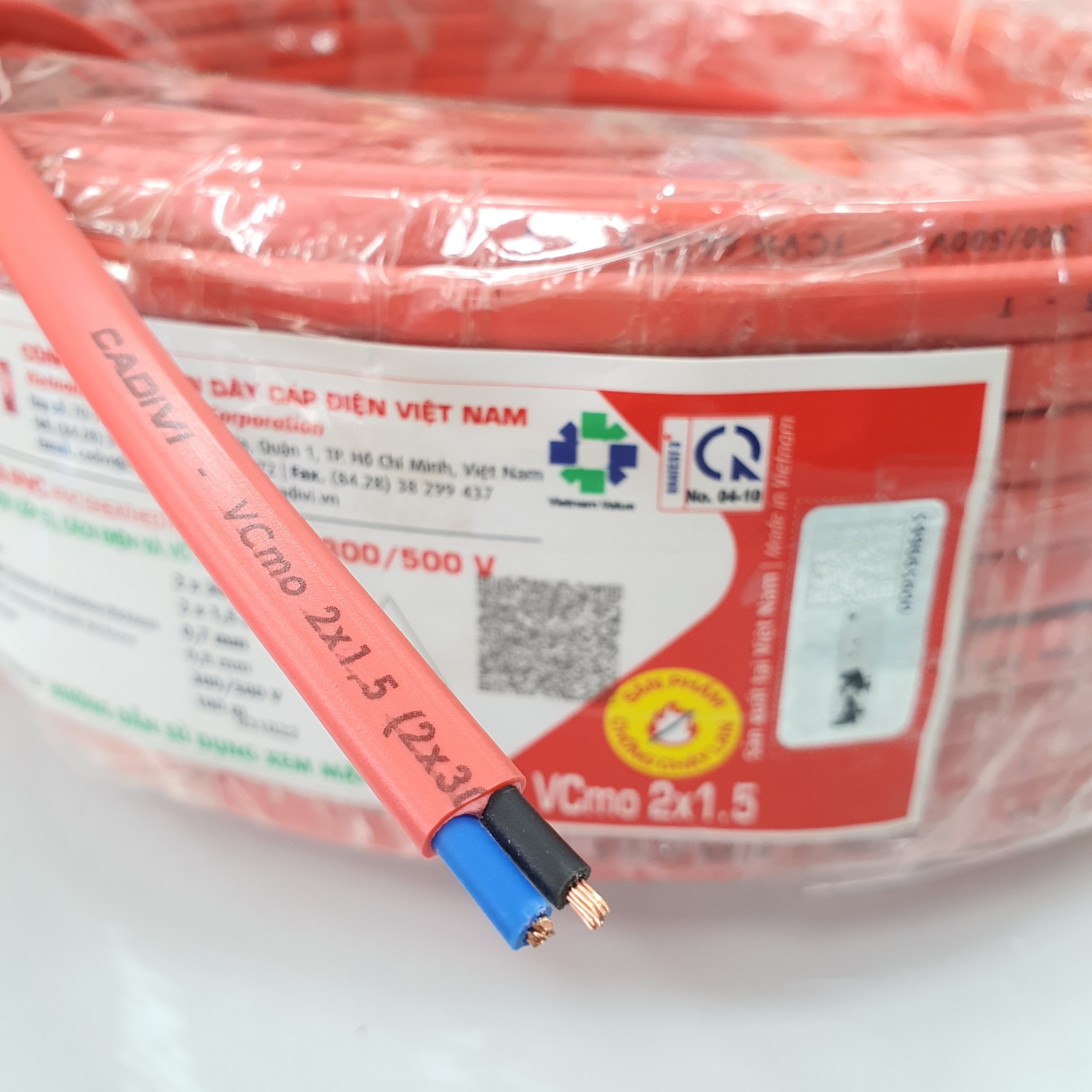 Dây điện đôi mềm dẹp Cadivi VCmo 2x1.5, 2x2.5, 2x4.0 dây đôi mềm oval