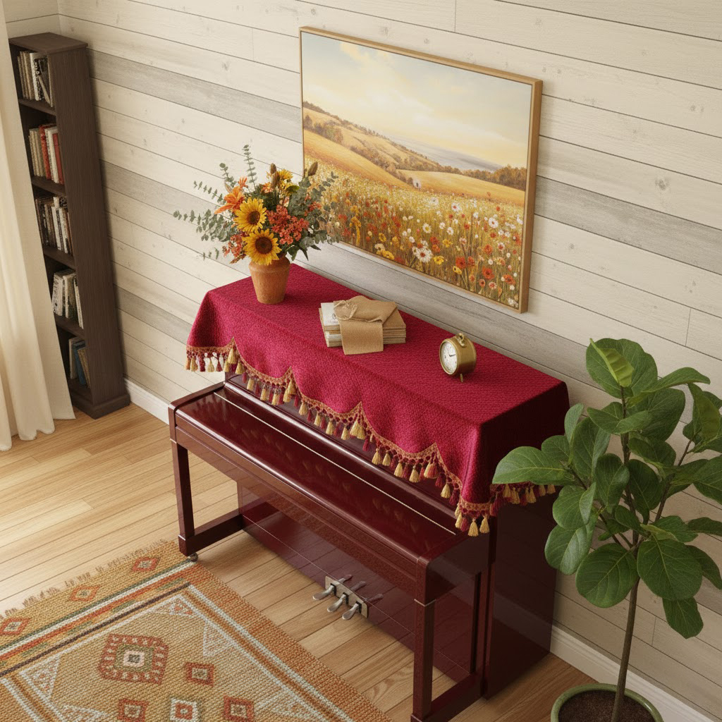 Khăn phủ đàn piano cơ đàn piano điện tử 88 phím sang trọng cổ điển trang trí giáng sinh noel năm mới Tết