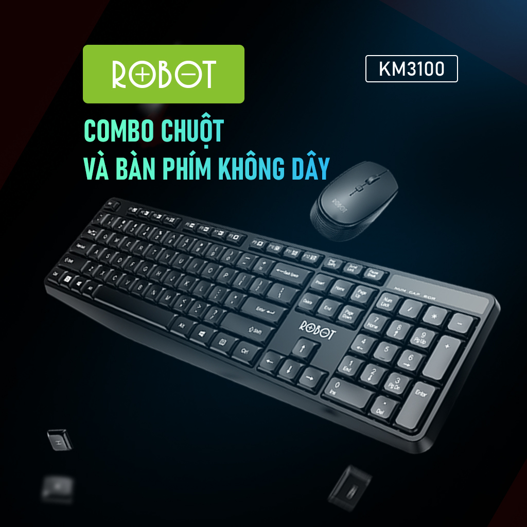 Combo Bàn Phím Và Chuột Không Dây Robot KM3100 Thích Hợp Dùng Cho Laptop, Máy Tính, PC - Hàng Chính Hãng