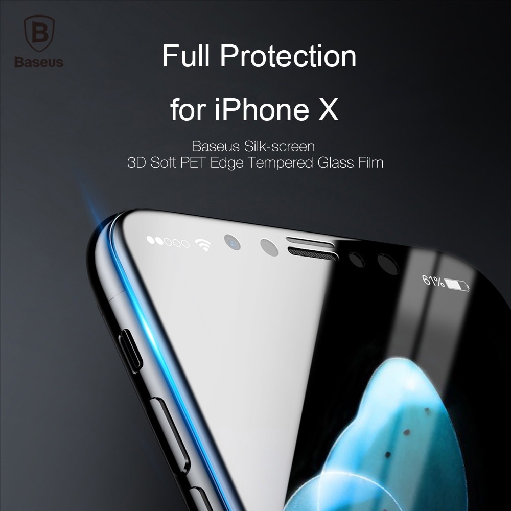 Miếng dán kính cường lực full 3D cho iPhone 11 Pro 5.8 inch / iPhone X / iPhone Xs mỏng 0.23mm hiệu Baseus Silk-Screen cảm ứng siêu nhạy, hiển thị Full HD - Hàng nhập khẩu