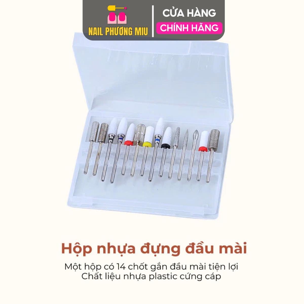 Hộp Đựng 14 Đầu Mài Nhựa Trong Plastic Tiện Lợi Bảo Vệ Đầu Mài Làm Nail Khỏi Bụi Bẩn, Chống Va Đập, Có Nắp Đậy Giúp Đầu Mài Luôn Sạch Sẽ, Dễ Vệ Sinh