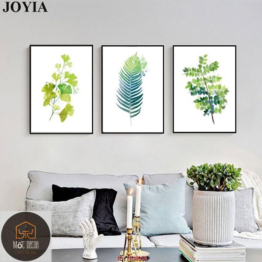 10 Bộ tranh treo tường canvas gồm 3 bức phong cách trừu tượng tối giản Minimalism và tranh lá cây