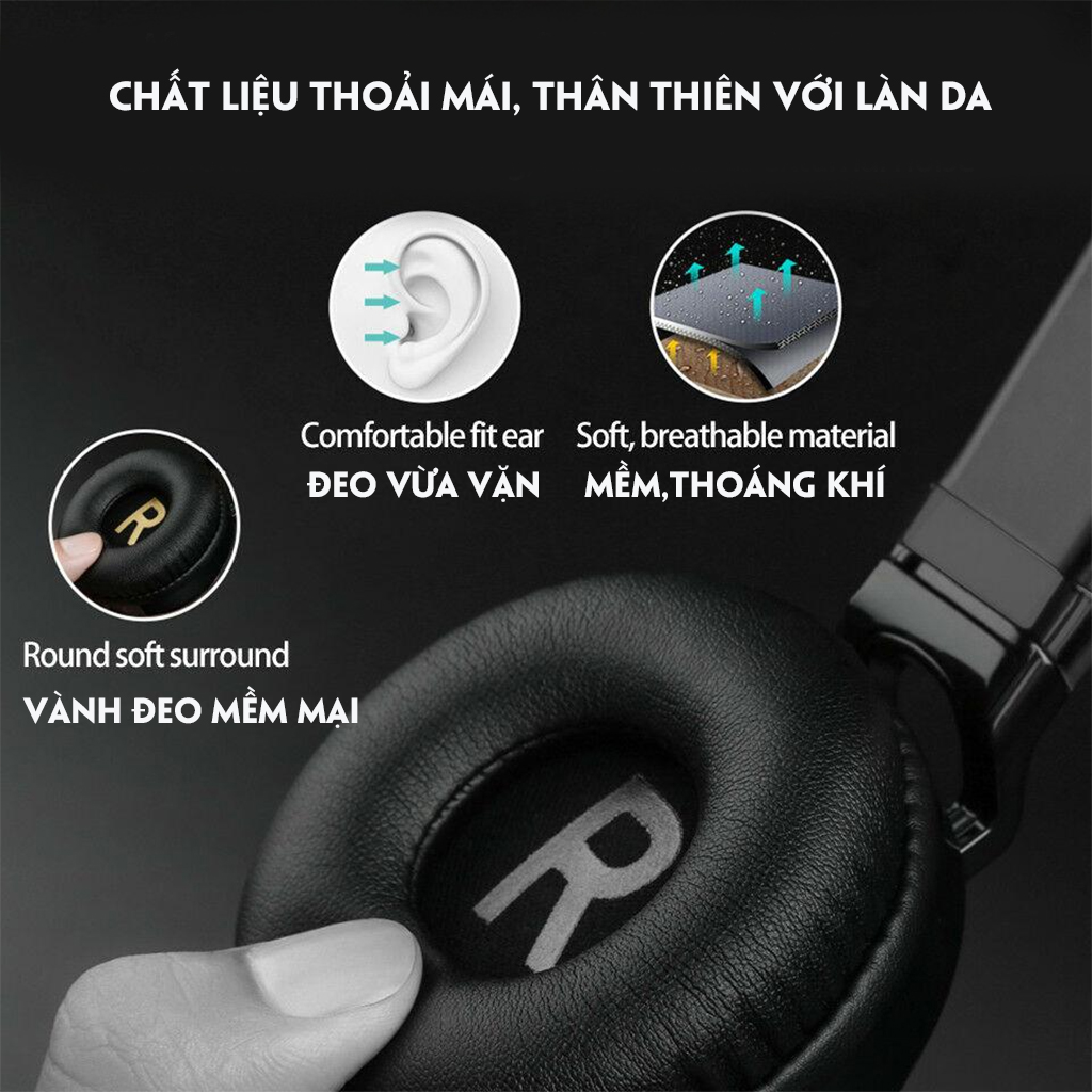 Tai Nghe Chụp Tai  PICUN C60 3.5mm Tai Nghe Âm Thanh Vòm 4D Siêu Bass có Mic-4127-Hàng Nhập Khẩu