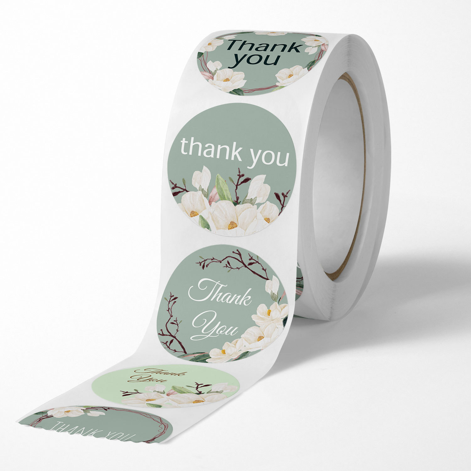 Cuộn 500 tem dán sticker thank you hoa màu sắc thanh lịch size 2.5cm