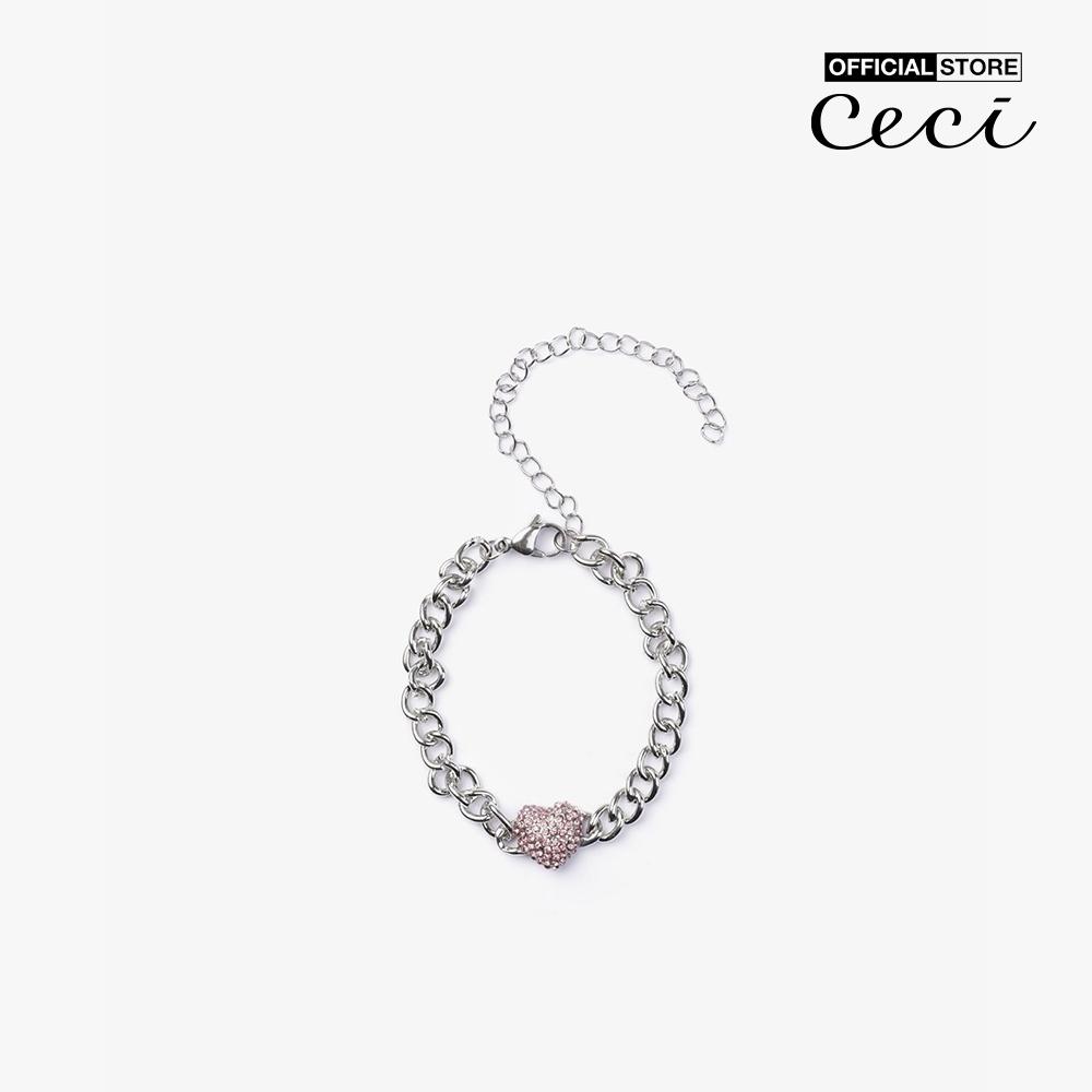 CECI - Vòng đeo tay nữ chuỗi xích phối mặt trái tim CC3-01000059-13
