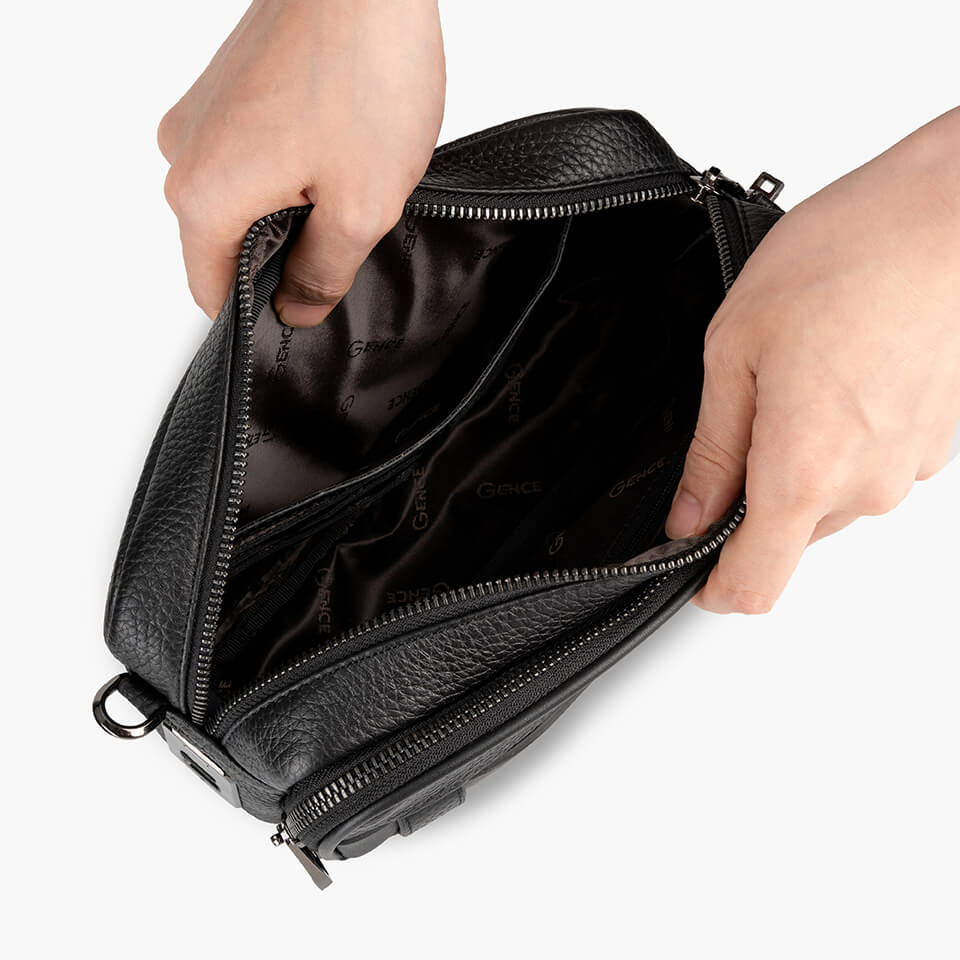 Clutch cầm tay đeo chéo da bò Togo cao cấp RB08 khóa vân tay &amp; khóa số