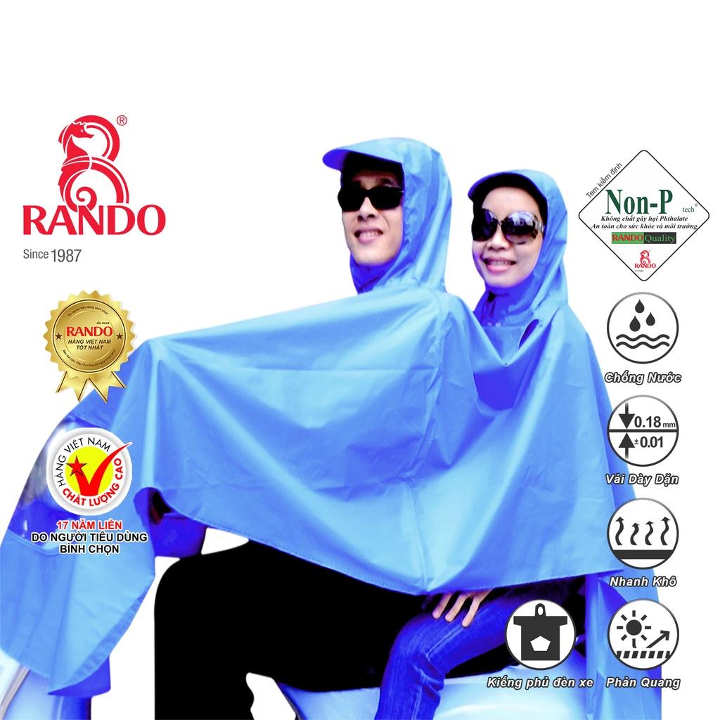 Áo Mưa 2 Đầu Cao Cấp Chính Hãng RANDO, Có Kiếng Trùm Đèn Xe, Dày Dặn Cực Bền Không Thấm Nước