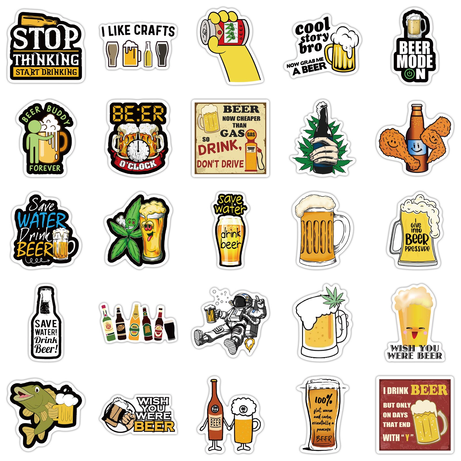 Sticker đồ uống beer decal dán hình dán trang trí mũ bảo hiểm, đàn, guitar, ukulele, điện thoại laptop