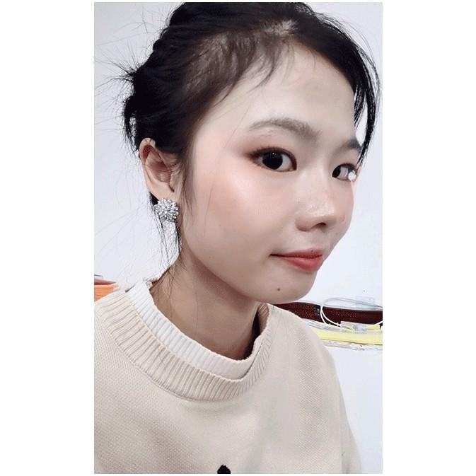 BÔNG TAI TRÒN ĐÍNH ĐÁ MIX BI CHUẨN BẠC TA