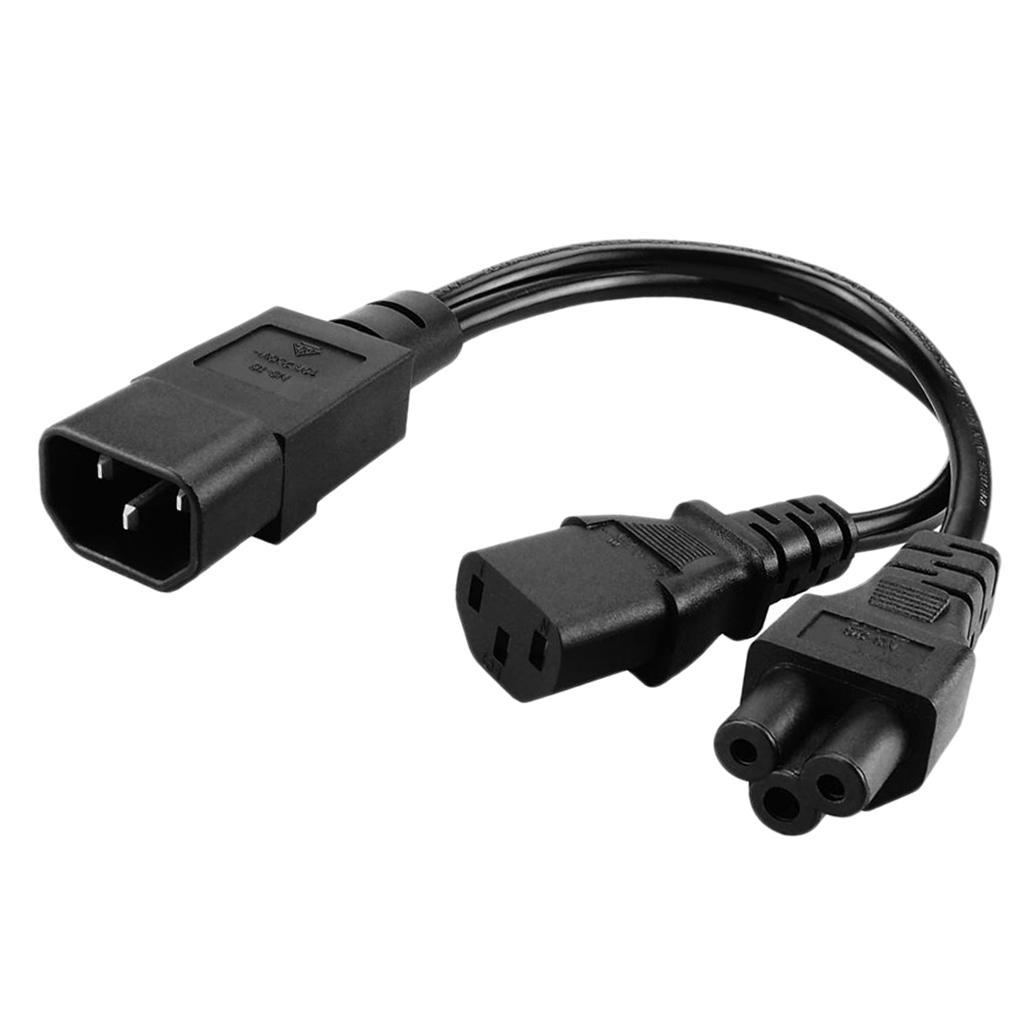 2x IEC C14 to C13+C5 Male to Female Y Splitter Power Cable Adapter
