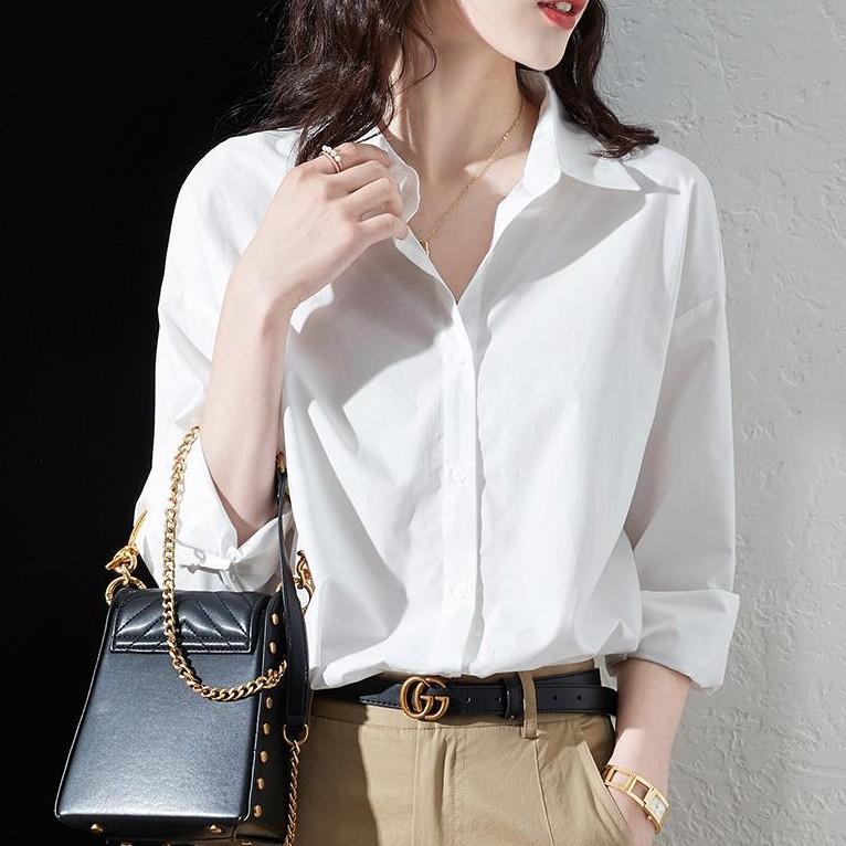 Áo sơ mi form rộng oversize tay dài vải kate nhiều màu sắc phù hợp <=75kg CRA007