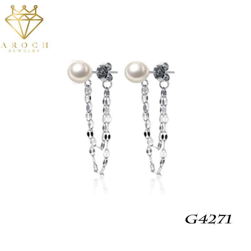 Khuyên tai bạc Ý s925 tua rua đính ngọc G4271 - AROCH Jewelry