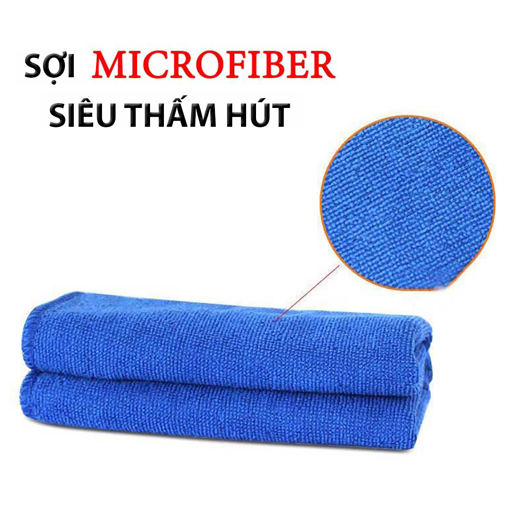 5 Khăn Lau Xe Ô tô, Xe Hơi, Xe Máy chuyên dụng siêu sạch - Hàng Chính Hãng - Quà Tặng 2 Viên Sủi Rửa Kính