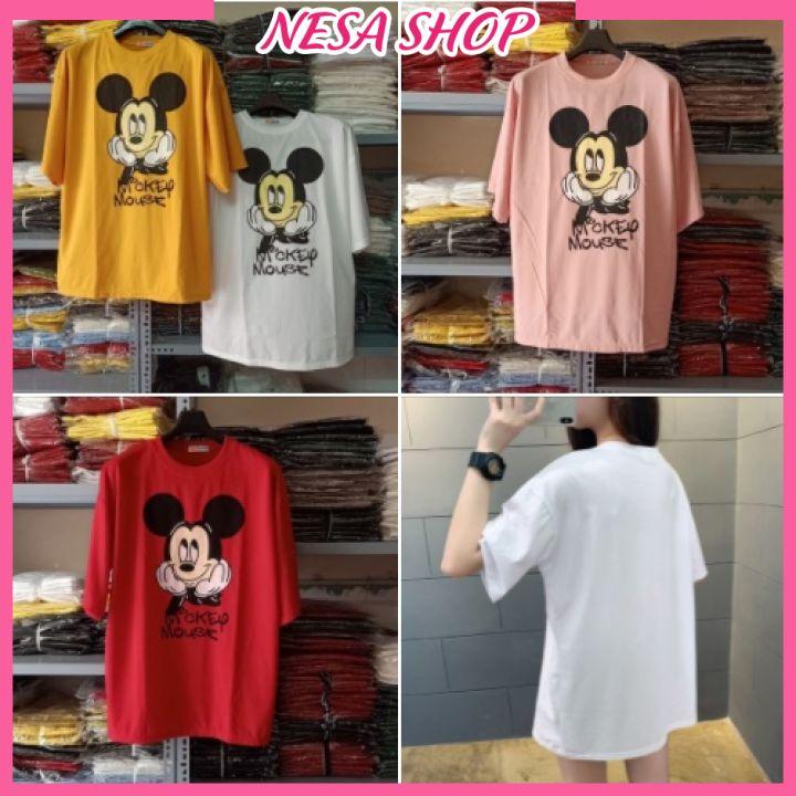 Áo thun nam nữ form rộng, Áo phông tay lỡ, chất liệu thun cotton co giãn, áo unisex hình Chuột Mickey NeSa Shop