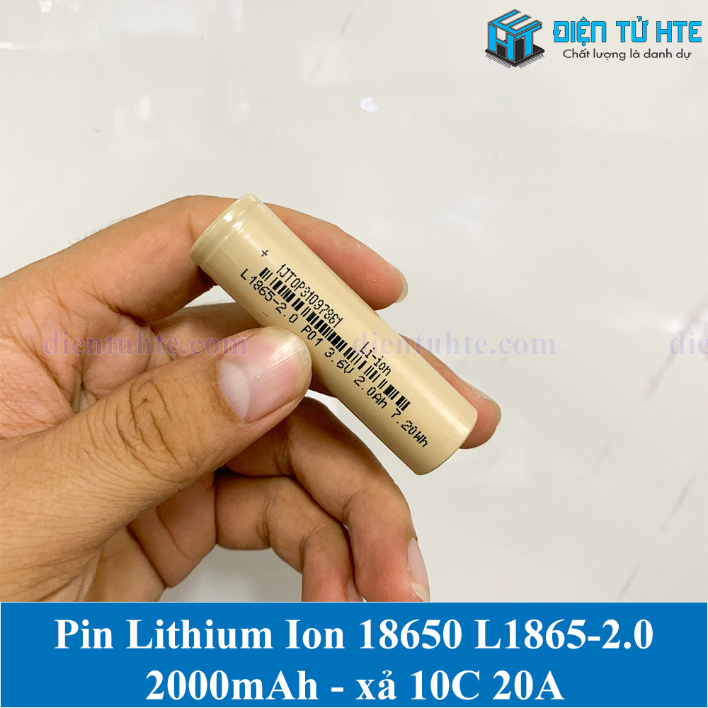 Pin Lithium Ion L1865-2.0 18650 2000mAh xả 10c Lithius vàng