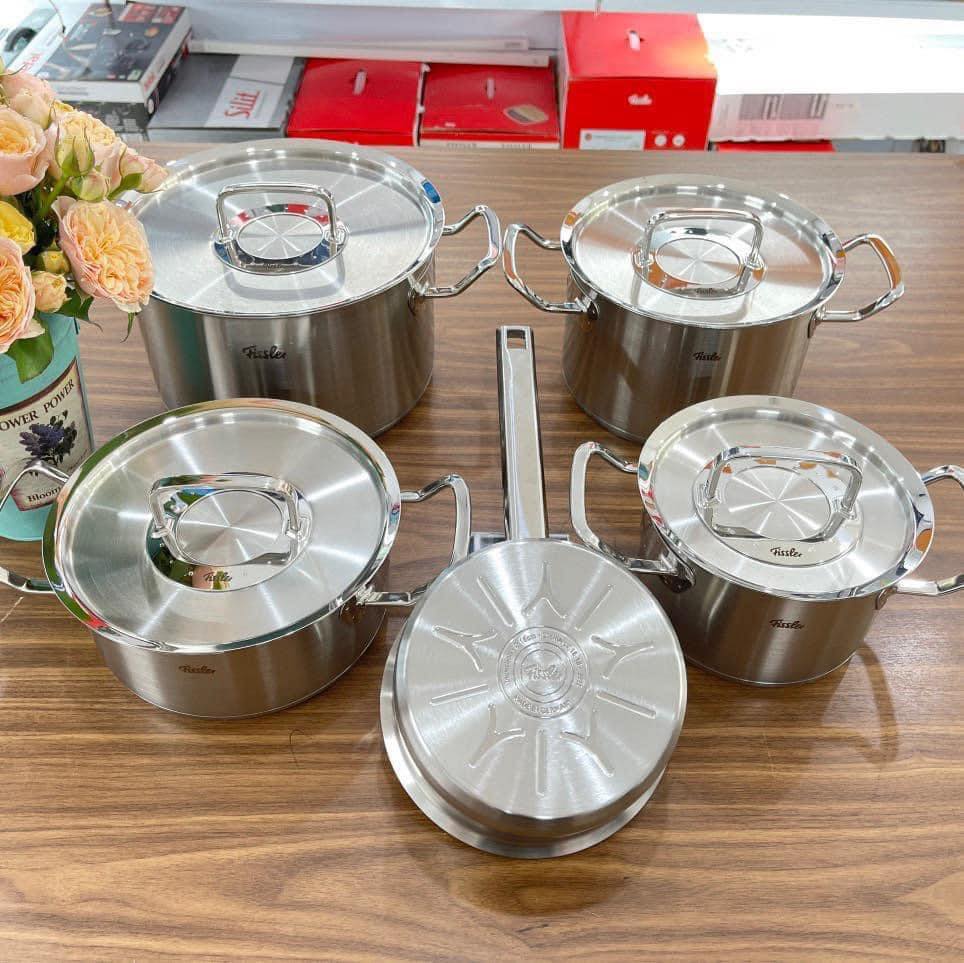 BỘ NỒI FISSLER PROFI 4 NỒI 1 QUÁNH NẮP INOX MẪU MỚI 2022 Hàng Chính Hãng