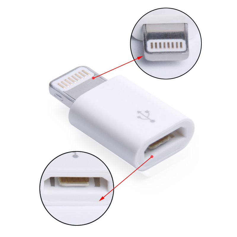 Đầu chuyển Micro USB sang Lightning Jack chuyển cho iPhone  iPad adapter  ( Vào Micro USB ra Lightning )