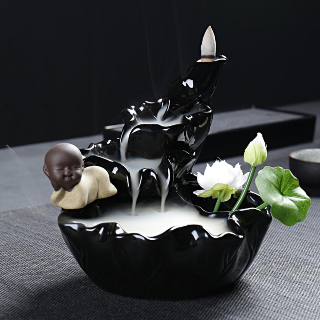 Incense Burner Backflow Censer Holder With 70pcs Sandalwood Incense Cones