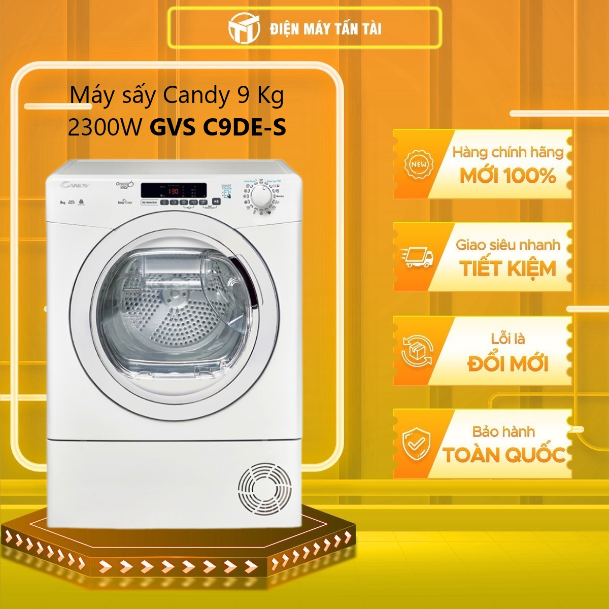 Máy sấy Candy 9 Kg GVS C9DE-S