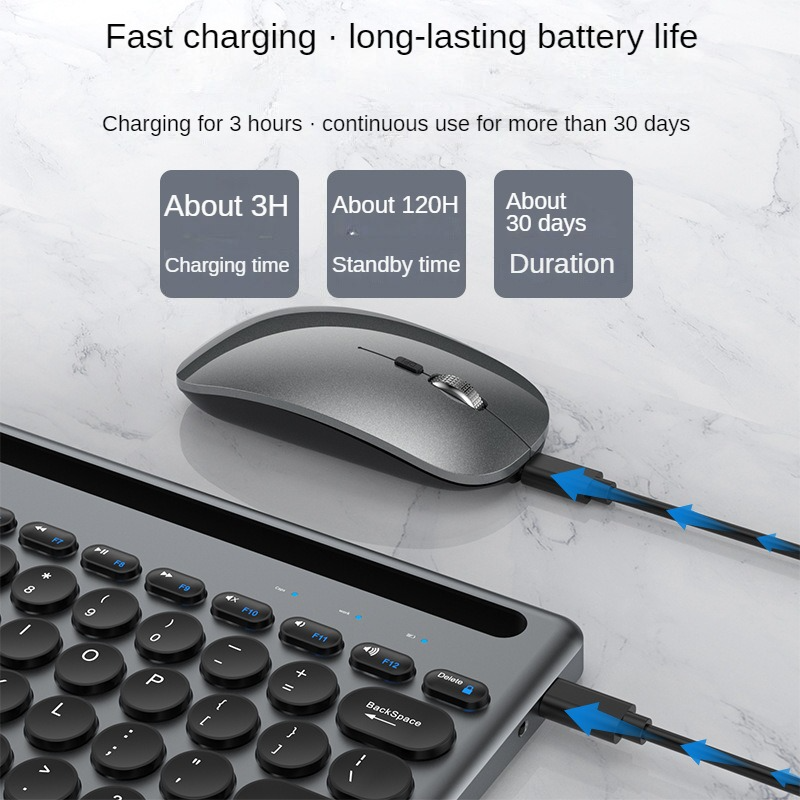 Bàn phím chuột không dây W609 bluetooth 5.0 + Usb 2.4g Pin sạc TypeC