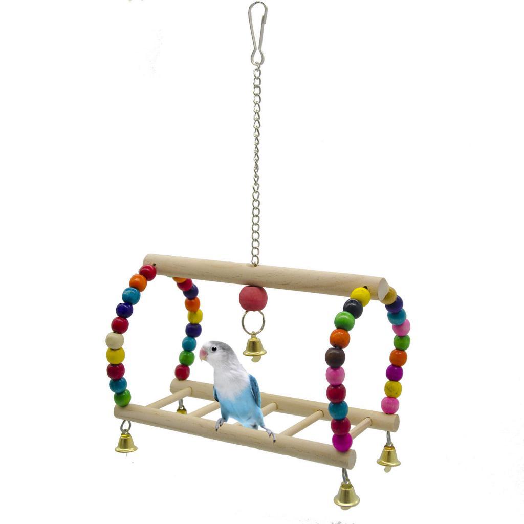 Parrots Cage Hanging Swing Toys Ladder Stand Perch For Small to Large Birds