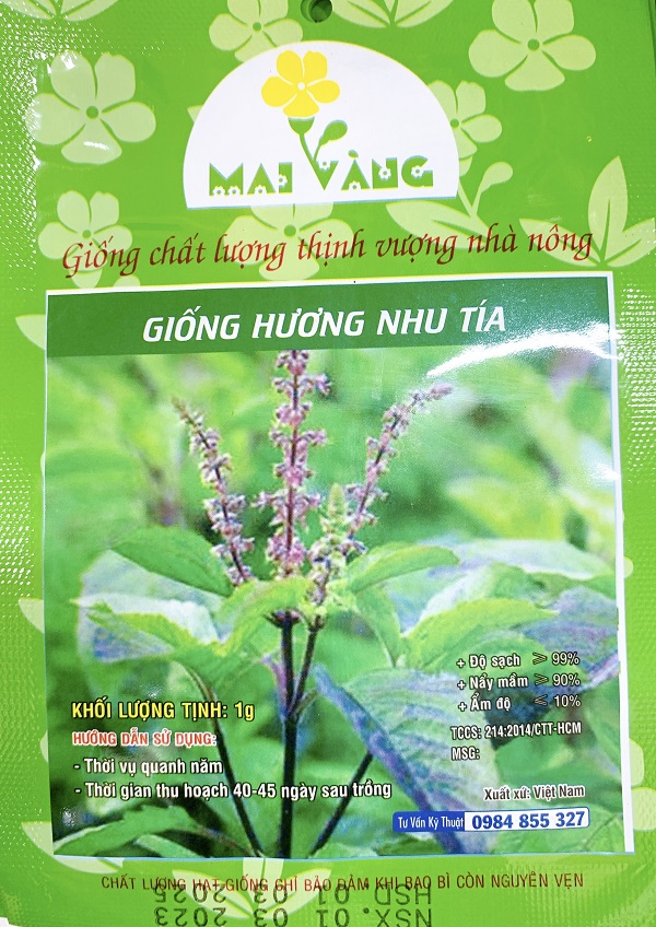 Hạt Giống Hương Nhu Tím - Hương Nhu Tía 4 Mùa - Gói 1Gr