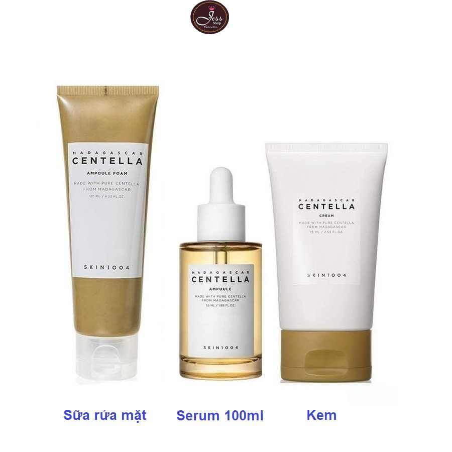 Bộ 3 Sản Phẩm Dưỡng Da Giảm Mụn, Phục Hồi Da Skin1004 Madagascar Centella Asiatica Gồm Sửa Rữa Mặt 125Ml Serum 55Ml Hoặc 100Ml Kem 75Ml - Bộ Gồm 2 Sp Srm Kem Và Serum 100Ml