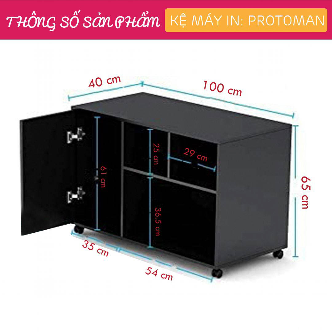 Kệ để máy in gỗ hiện đại SMLIFE Protoman | Gỗ MDF dày 17mm chống ẩm | D100xR40xC65cm