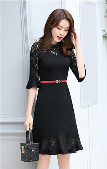 Đầm Công Sở Phối Ren Thời Trang