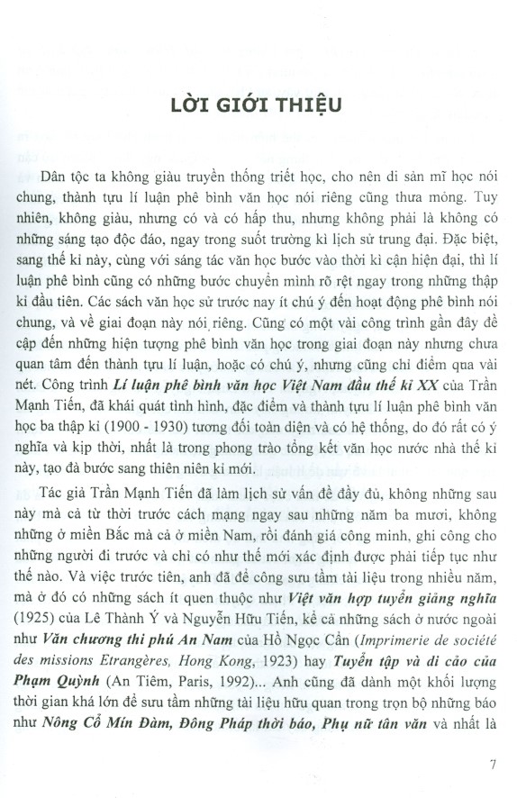 Lí Luận Phê Bình Văn Học Việt Nam Đầu Thế Kỉ Xx