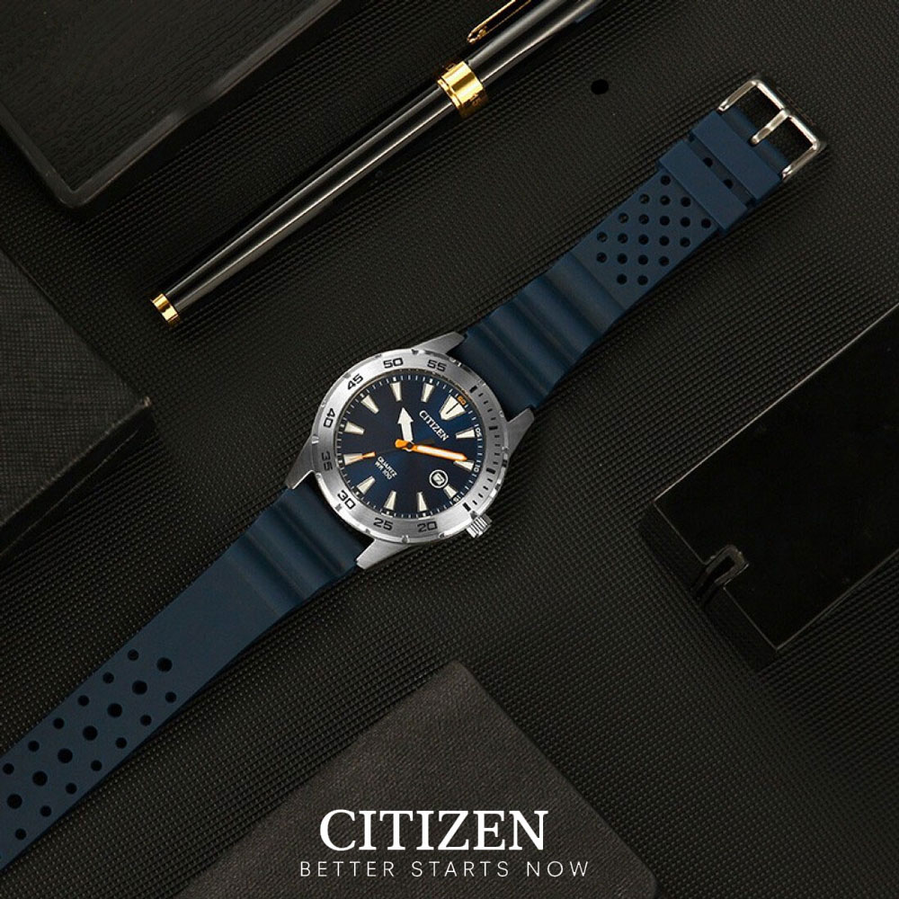 Đồng Hồ Citizen Nam Cao Su BI1041-22L - Mặt Xanh