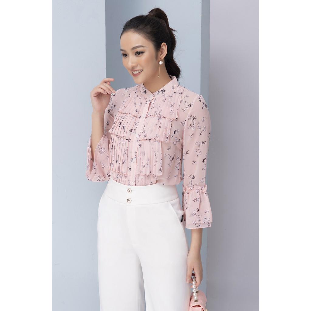 Áo Sơ Mi Voan LUPERI LFSM190 Thiết Kế Cách Điệu Phối Bèo Trẻ Trung