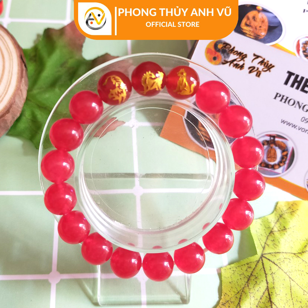 Vòng tay dần ngọ tuất đã khai quang - Vòng mã não đỏ tự nhiên - size 8 10 12ly cho nam nữ - may mắn tài lộc - Vòng Tam Hợp Anh Vũ