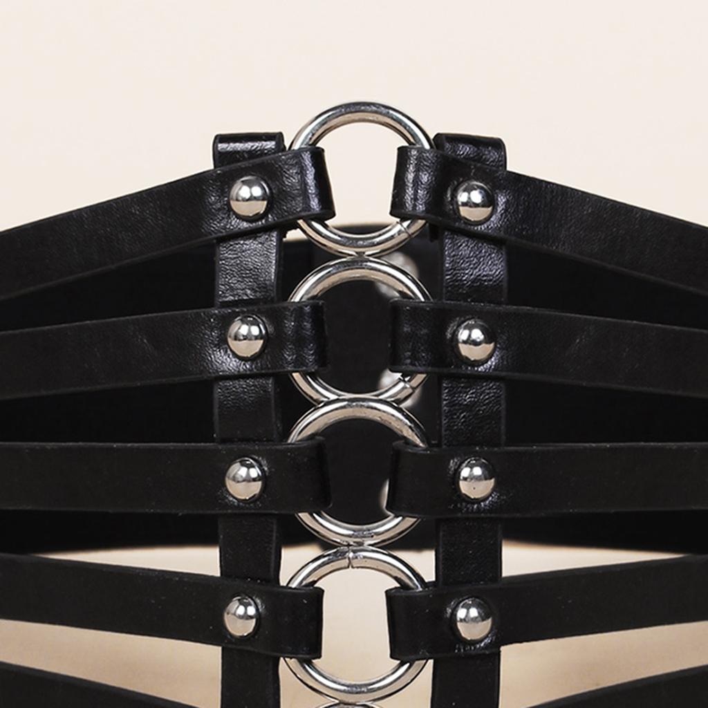 Ladies Gothic Punk Wide Belt Hip Belt Waist Belt Waist Corset Rivet Belt Black Made of PU